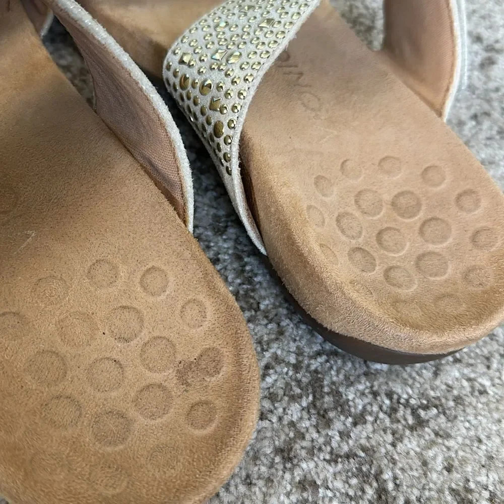 Vionic Samoa Gold Metallic Studded Slide Sandals 8